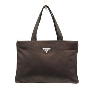 Prada Triangle Logo Mini Bag Women's Velvet Handbag Brown